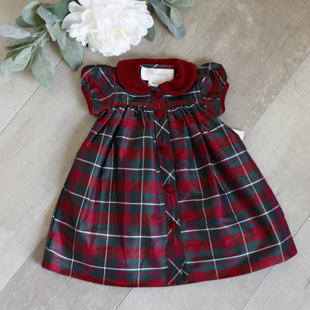Strasburg Dress Silk Plaid Dress Doll or Preemie Matches Listed Dresses NWT